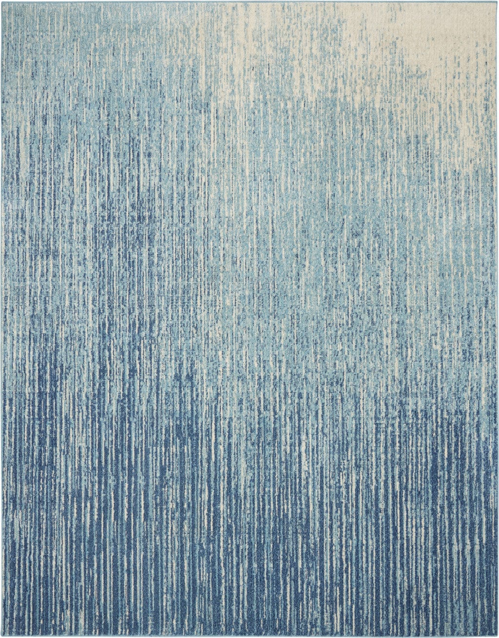 8' X 10' Blue and Ivory Abstract Stripes Power Loom Area Rug - Homeroots