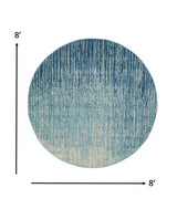 8' Blue and Ivory Abstract Power Loom Round Rug - Homeroots - Flyclothing LLC