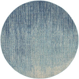 8' Blue and Ivory Abstract Power Loom Round Rug - Homeroots