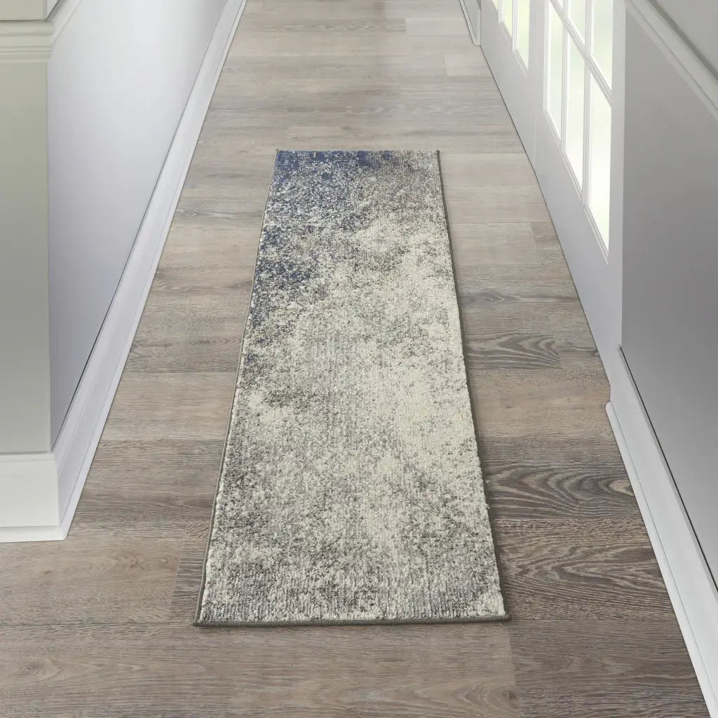 6' Gray And Ivory Abstract Power Loom Runner Rug - Homeroots - Flyclothing LLC