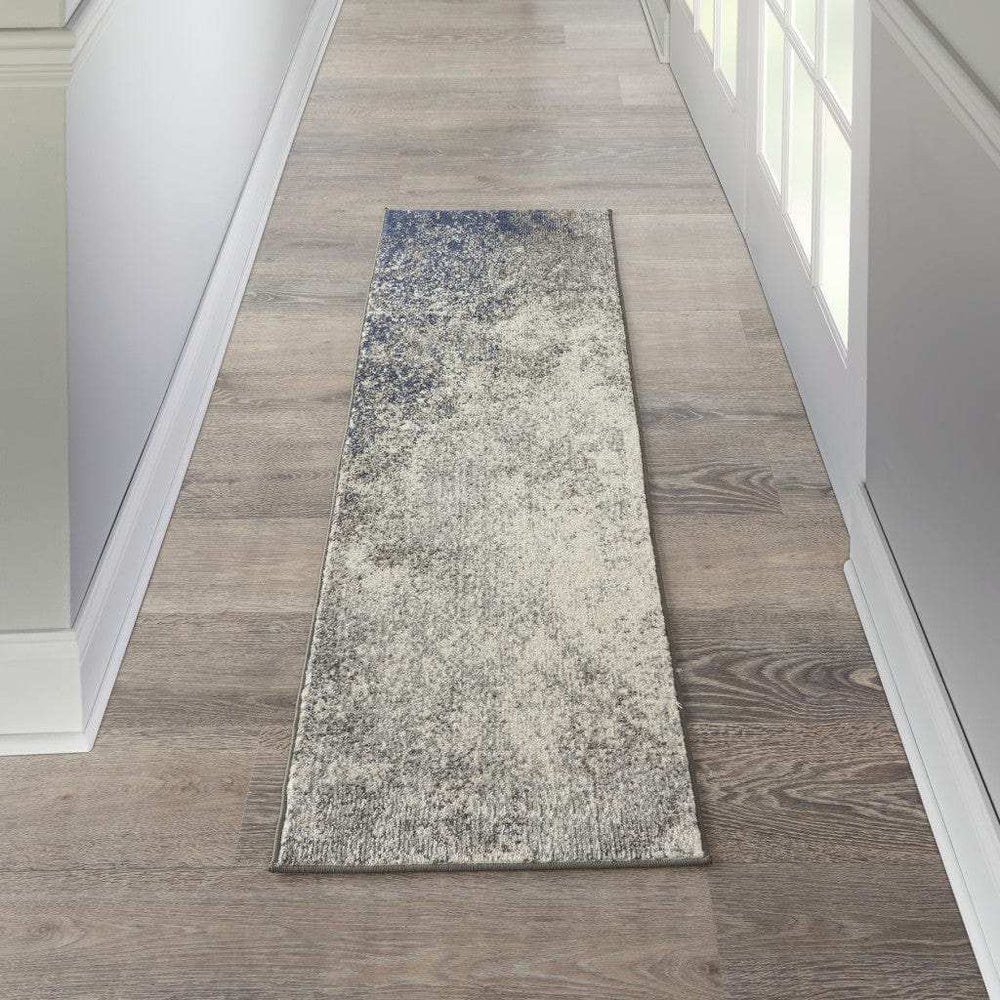 6' Gray And Ivory Abstract Power Loom Runner Rug - Homeroots - Flyclothing LLC