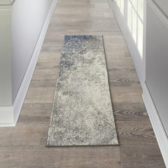 6' Gray And Ivory Abstract Power Loom Runner Rug - Homeroots