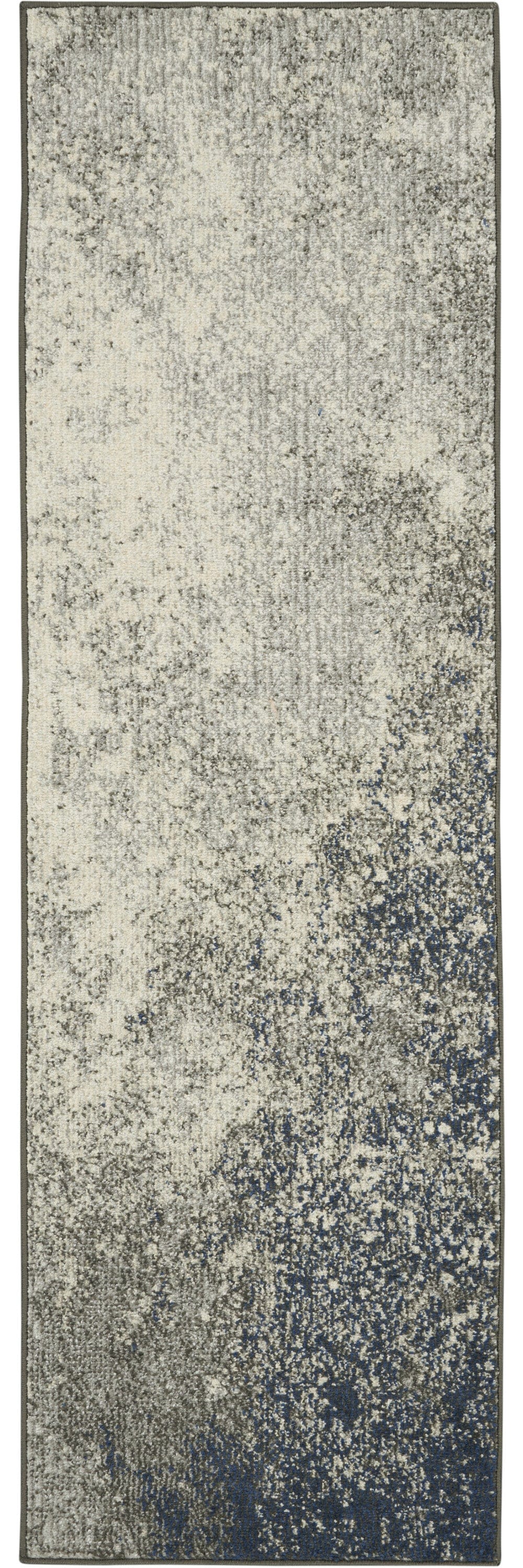 6' Gray And Ivory Abstract Power Loom Runner Rug - Homeroots