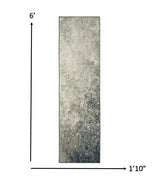 6' Gray And Ivory Abstract Power Loom Runner Rug - Homeroots - Flyclothing LLC