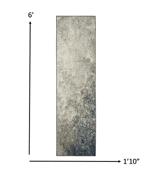 6' Gray And Ivory Abstract Power Loom Runner Rug - Homeroots