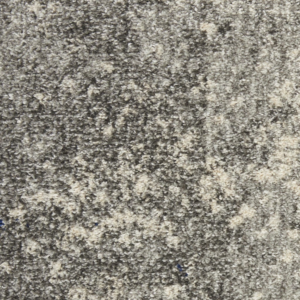 6' Gray And Ivory Abstract Power Loom Runner Rug - Homeroots