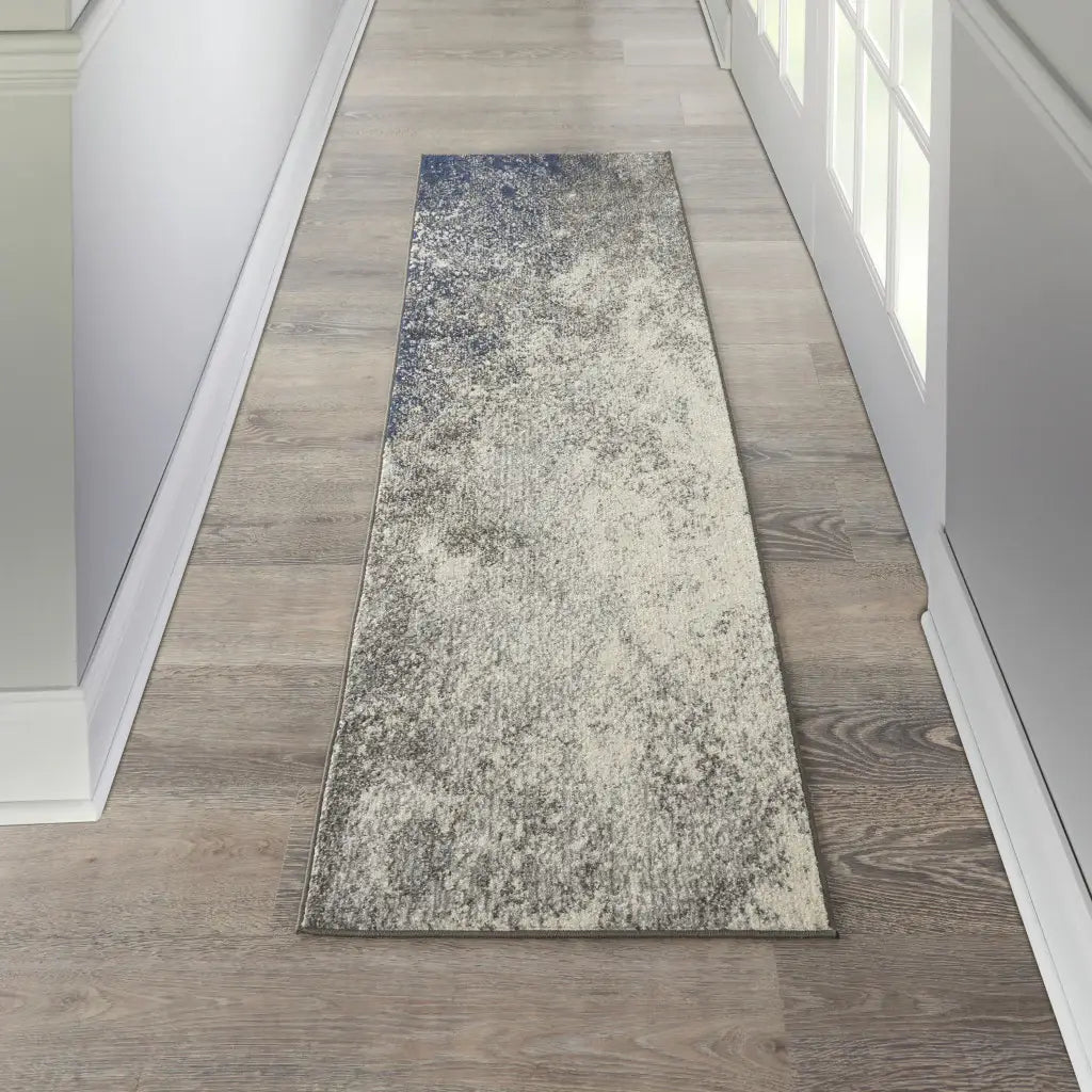8' Gray And Ivory Abstract Power Loom Runner Rug - Homeroots - Flyclothing LLC