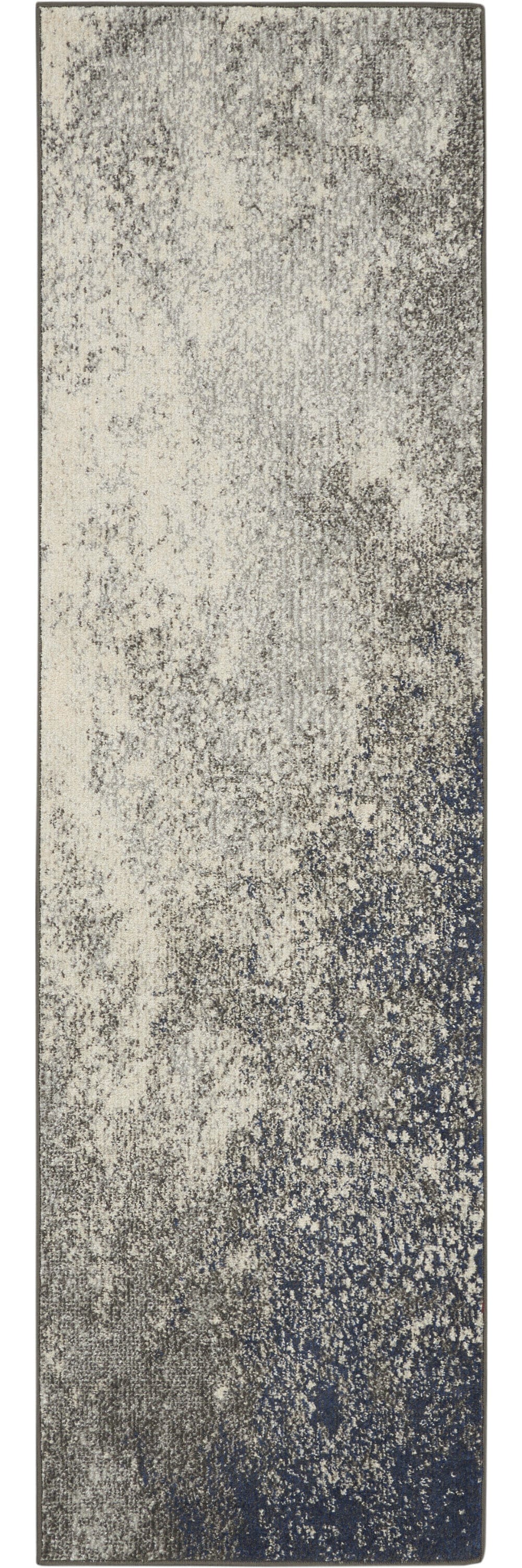 8' Gray And Ivory Abstract Power Loom Runner Rug - Homeroots