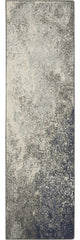 8' Gray And Ivory Abstract Power Loom Runner Rug - Homeroots