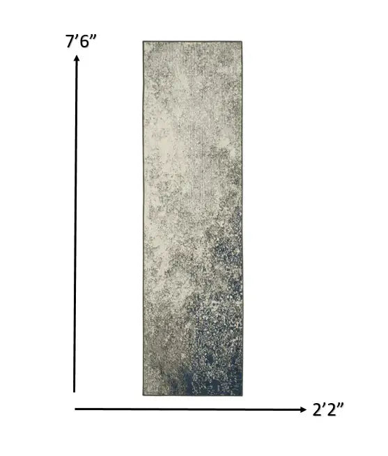 8' Gray And Ivory Abstract Power Loom Runner Rug - Homeroots - Flyclothing LLC