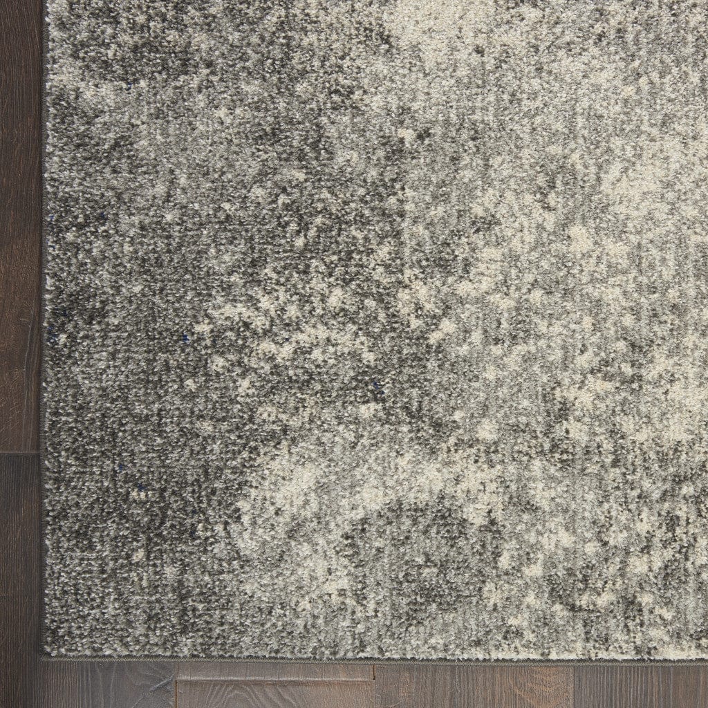 8' Gray And Ivory Abstract Power Loom Runner Rug - Homeroots