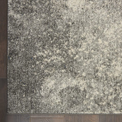 8' Gray And Ivory Abstract Power Loom Runner Rug - Homeroots