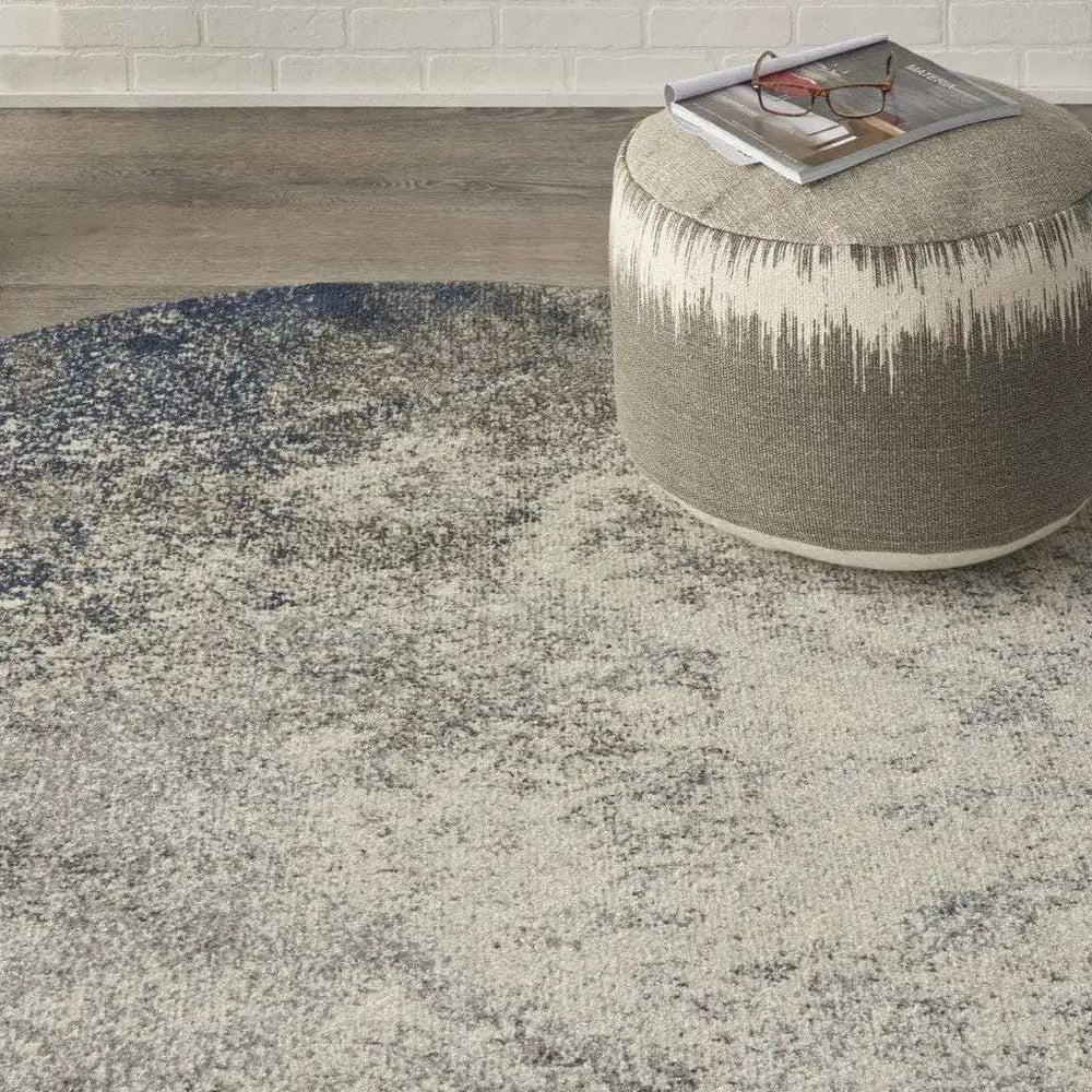 4' Gray And Ivory Round Abstract Power Loom Area Rug - Homeroots - Flyclothing LLC