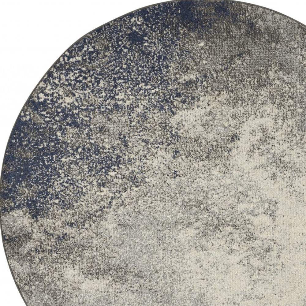 4' Gray And Ivory Round Abstract Power Loom Area Rug - Homeroots - Flyclothing LLC