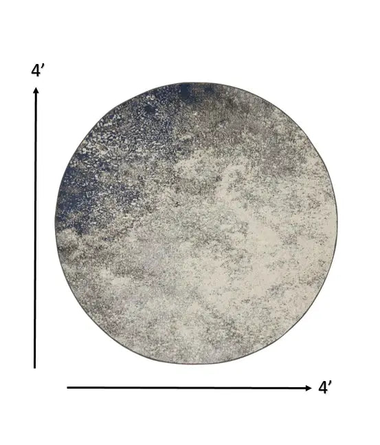 4' Gray And Ivory Round Abstract Power Loom Area Rug - Homeroots - Flyclothing LLC