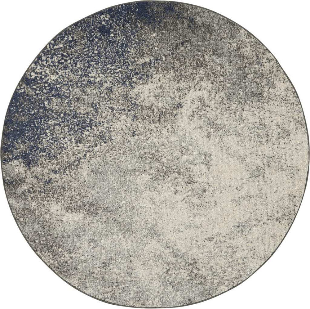 5' Gray And Ivory Round Abstract Power Loom Area Rug - Homeroots - Flyclothing LLC