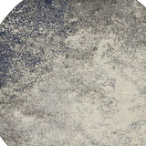 5' Gray And Ivory Round Abstract Power Loom Area Rug - Homeroots