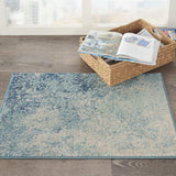 2' X 3' Ivory And Blue Abstract Power Loom Area Rug - Homeroots - Flyclothing LLC