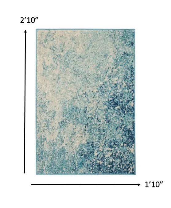 2' X 3' Ivory And Blue Abstract Power Loom Area Rug - Homeroots - Flyclothing LLC