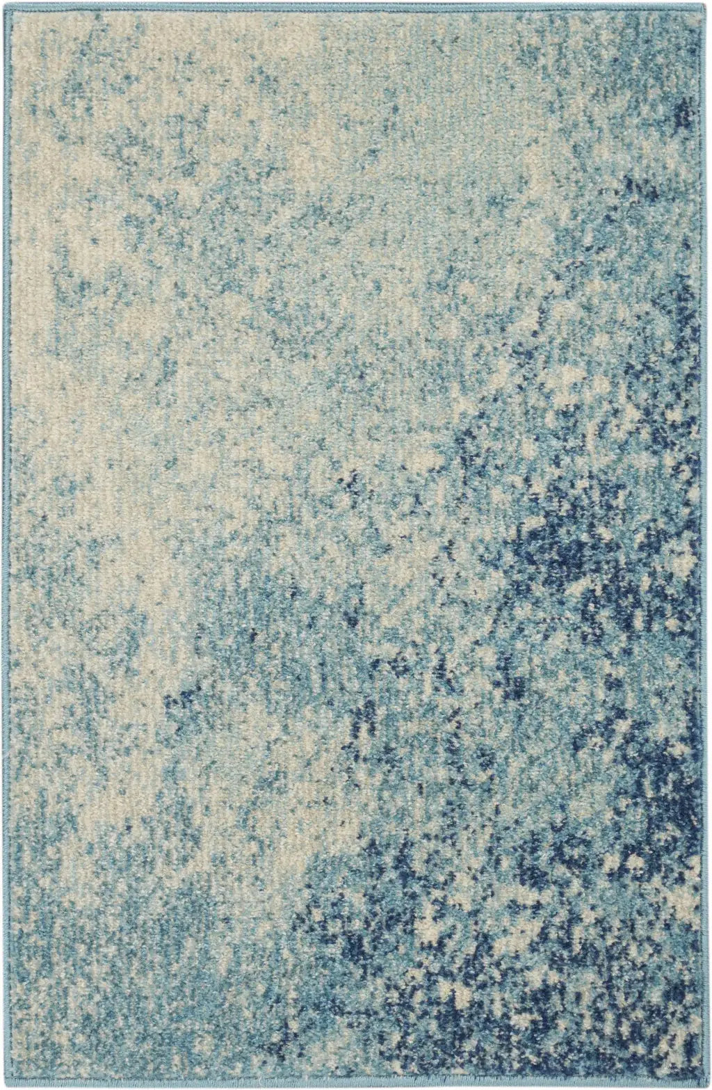 2' X 3' Ivory And Blue Abstract Power Loom Area Rug - Homeroots - Flyclothing LLC