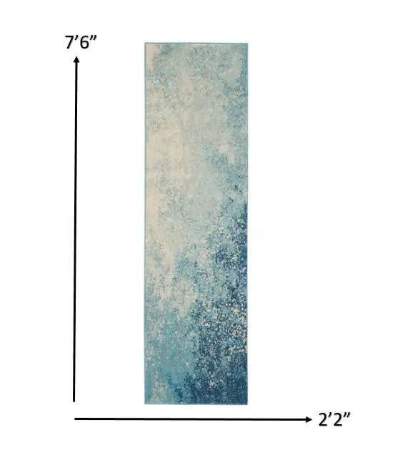 8' Ivory And Blue Abstract Power Loom Runner Rug - Homeroots - Flyclothing LLC
