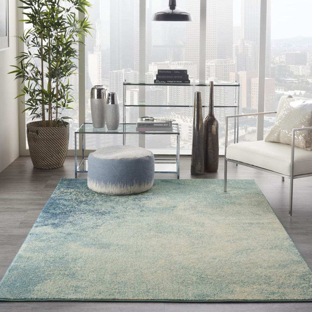 5' X 7' Ivory And Blue Abstract Power Loom Area Rug - Homeroots - Flyclothing LLC