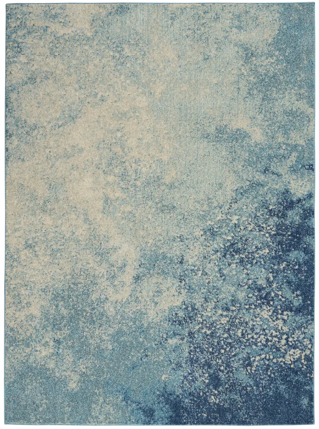 5' X 7' Ivory And Blue Abstract Power Loom Area Rug - Homeroots - Flyclothing LLC