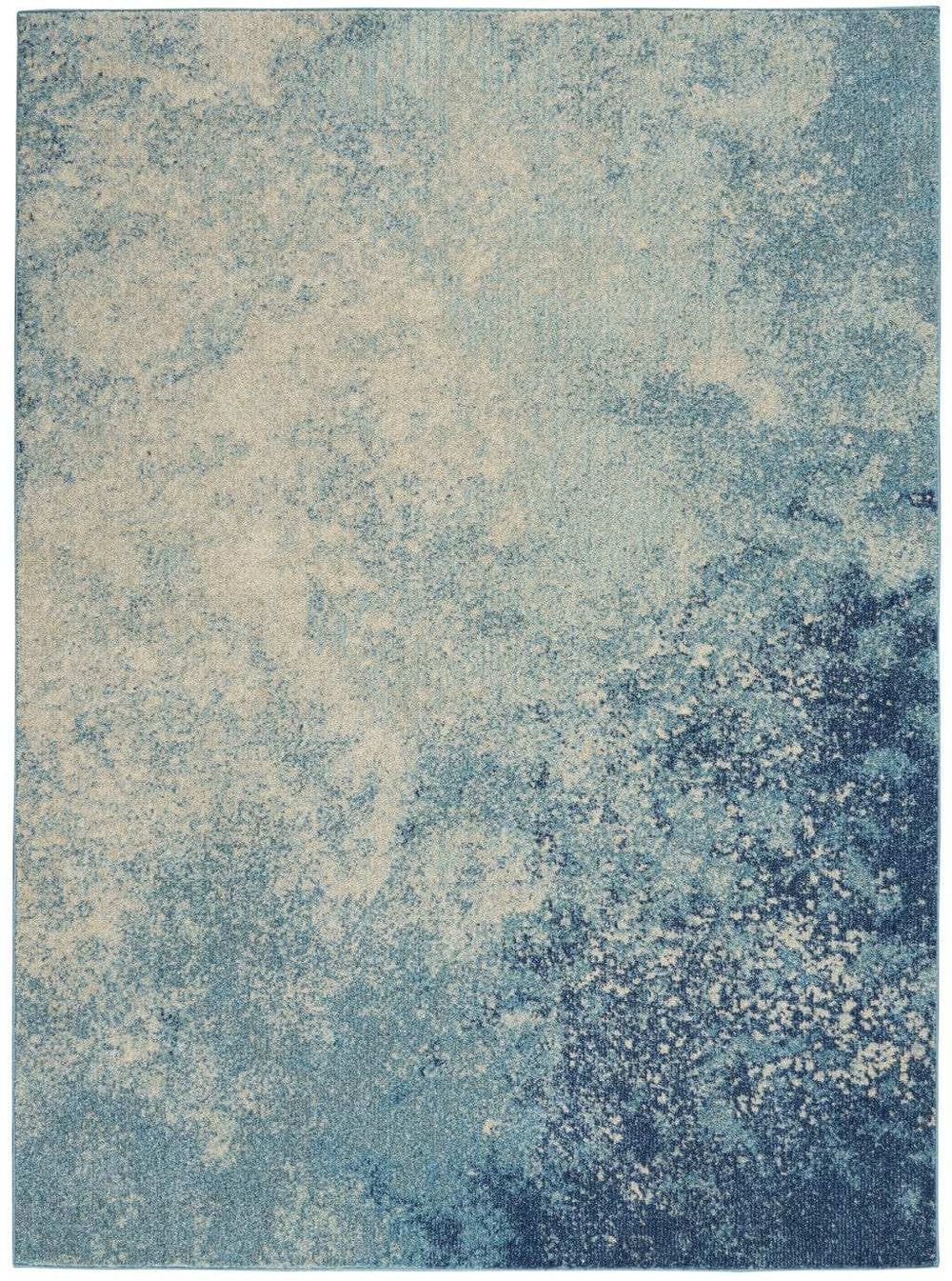 5' X 7' Ivory And Blue Abstract Power Loom Area Rug - Homeroots - Flyclothing LLC