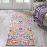 6' Silver Floral Power Loom Runner Rug - Homeroots - Flyclothing LLC