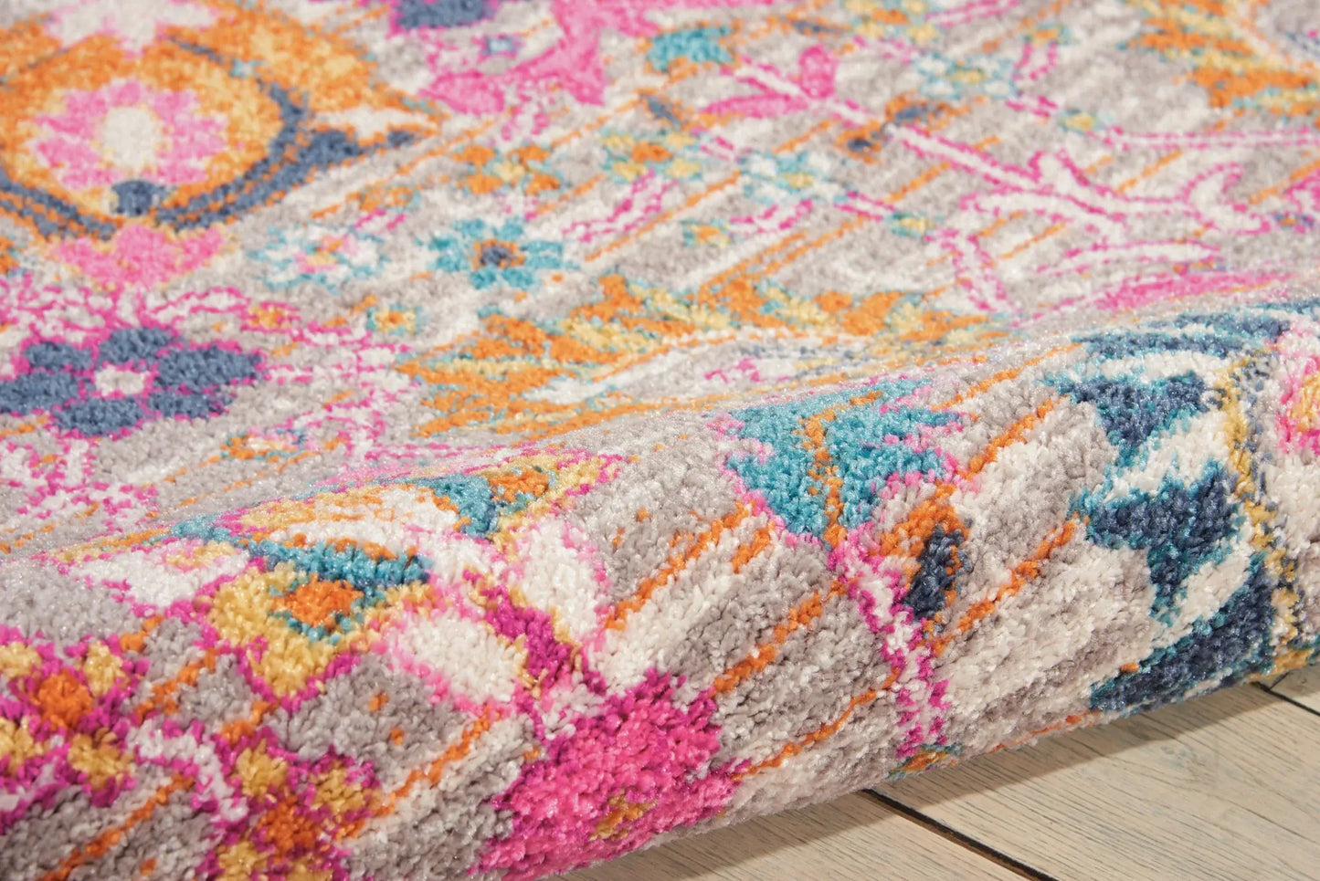 5' X 7' Gray and Pink Floral Power Loom Distressed Area Rug - Homeroots - Flyclothing LLC