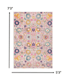 5' X 7' Gray and Pink Floral Power Loom Distressed Area Rug - Homeroots