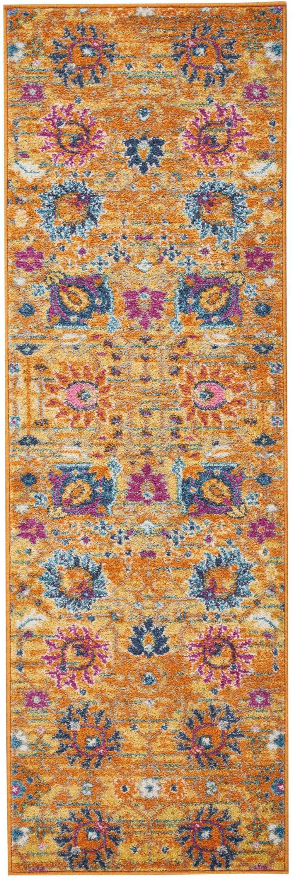 6' Sunset Floral Power Loom Runner Rug - Homeroots - Flyclothing LLC