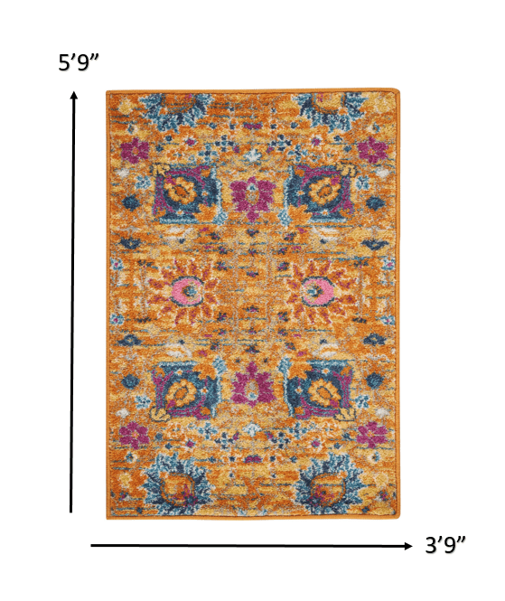 4' X 6' Sunset Floral Power Loom Area Rug - Homeroots