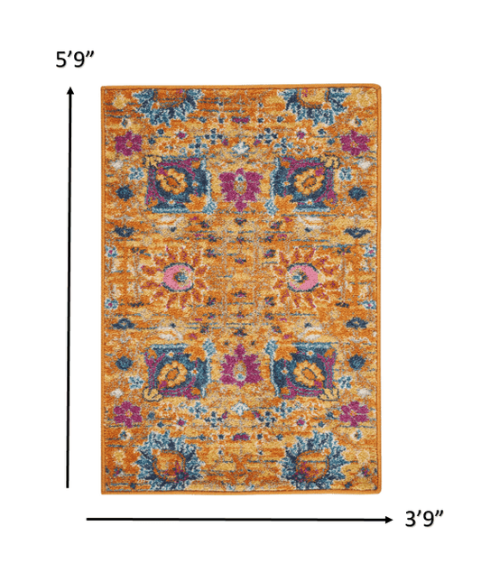 4' X 6' Sunset Floral Power Loom Area Rug - Homeroots - Flyclothing LLC