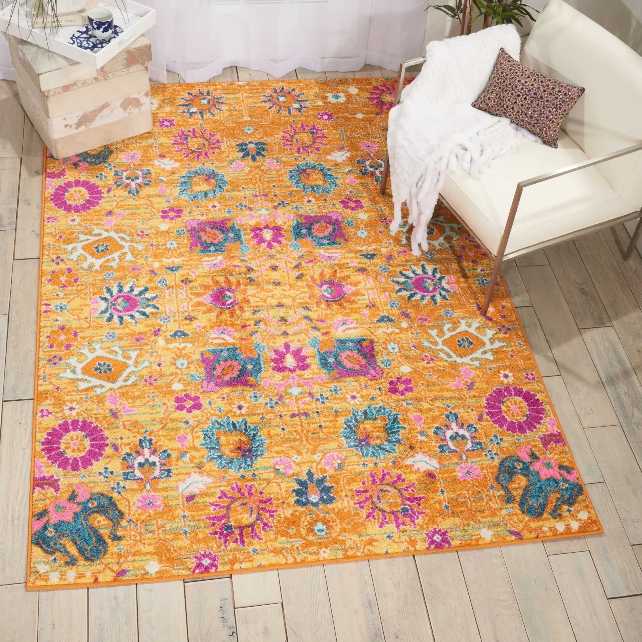 5' X 7' Sunset Floral Power Loom Area Rug - Homeroots - Flyclothing LLC