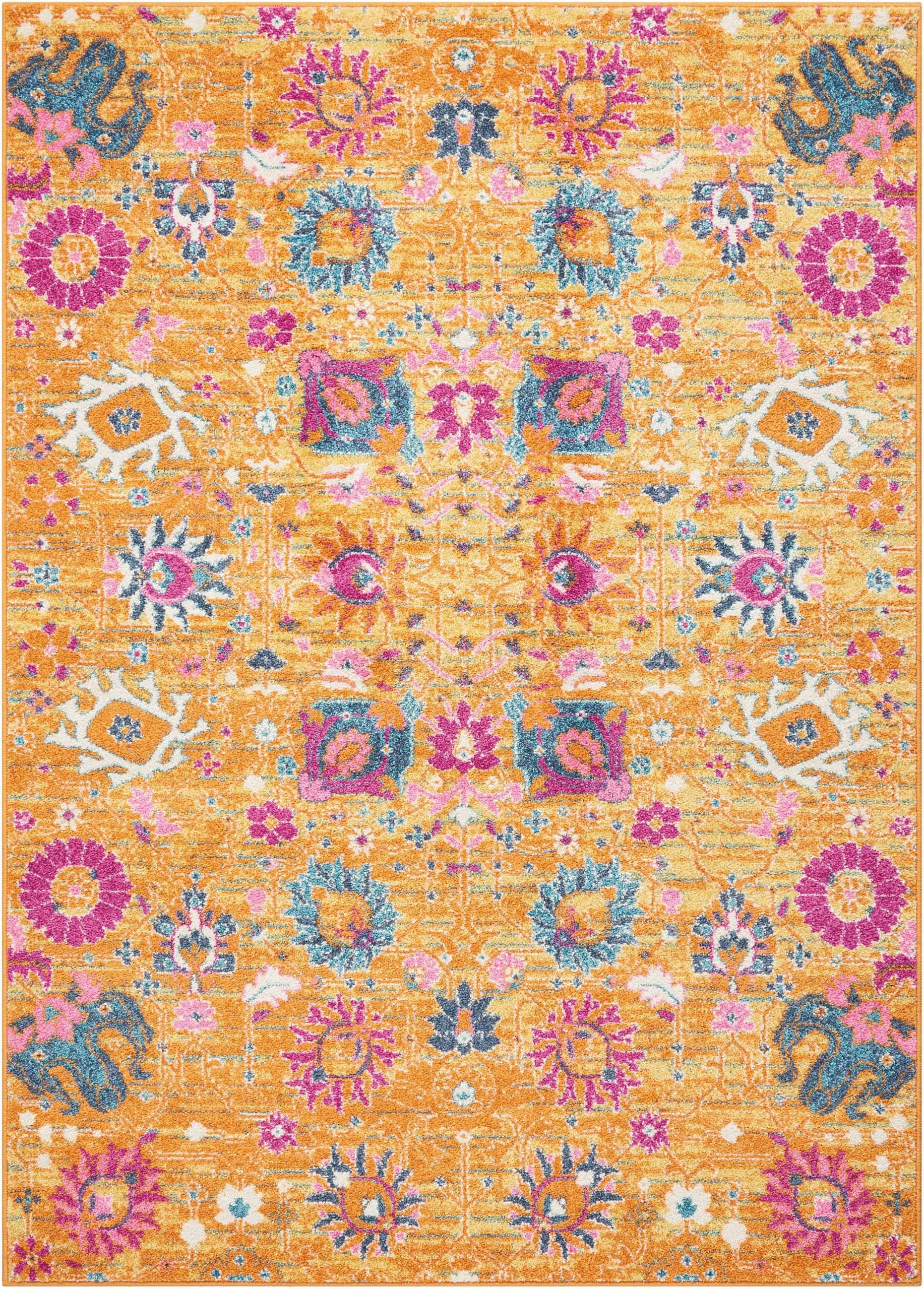 5' X 7' Sunset Floral Power Loom Area Rug - Homeroots - Flyclothing LLC