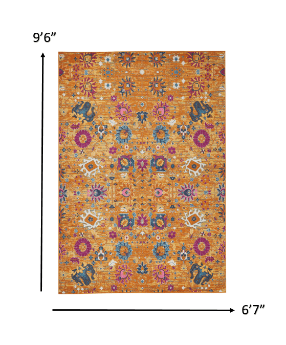 7' X 10' Sunset Floral Power Loom Area Rug - Homeroots