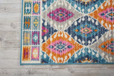 8' Blue And Pink Ogee Power Loom Runner Rug - Homeroots