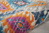 8' Blue And Pink Ogee Power Loom Runner Rug - Homeroots