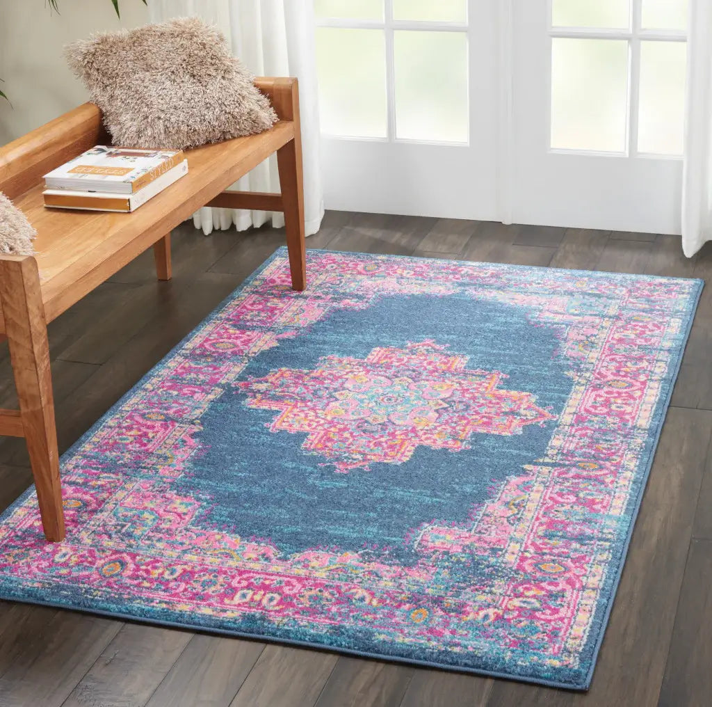 4' X 6' Blue Power Loom Area Rug - Homeroots - Flyclothing LLC