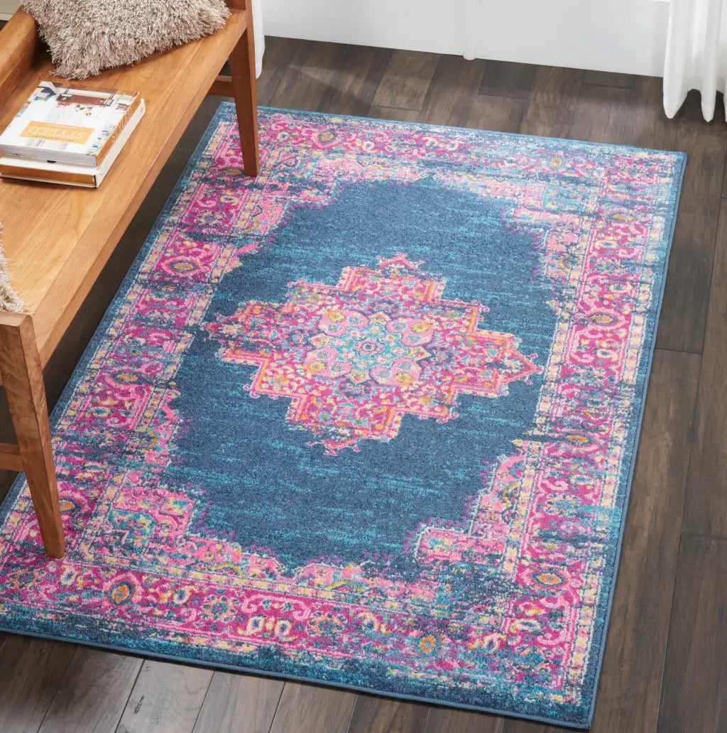 4' X 6' Blue Power Loom Area Rug - Homeroots - Flyclothing LLC