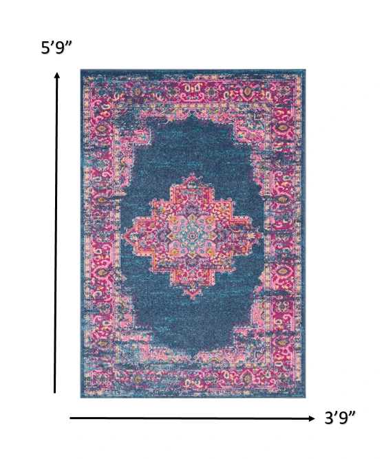 4' X 6' Blue Power Loom Area Rug - Homeroots