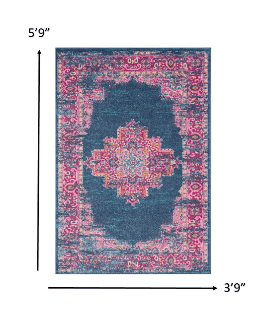 4' X 6' Blue Power Loom Area Rug - Homeroots - Flyclothing LLC