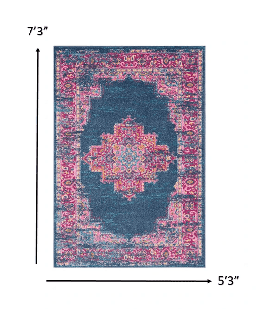 5' X 7' Blue Power Loom Area Rug - Homeroots - Flyclothing LLC