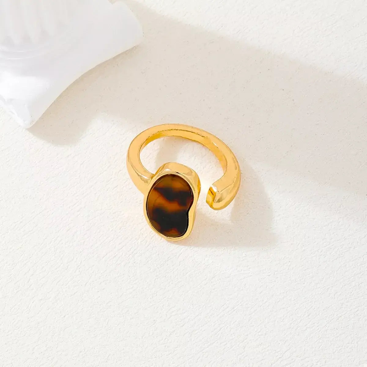 18K Gold-Plated Oval Open Ring - Trendsi - Flyclothing LLC