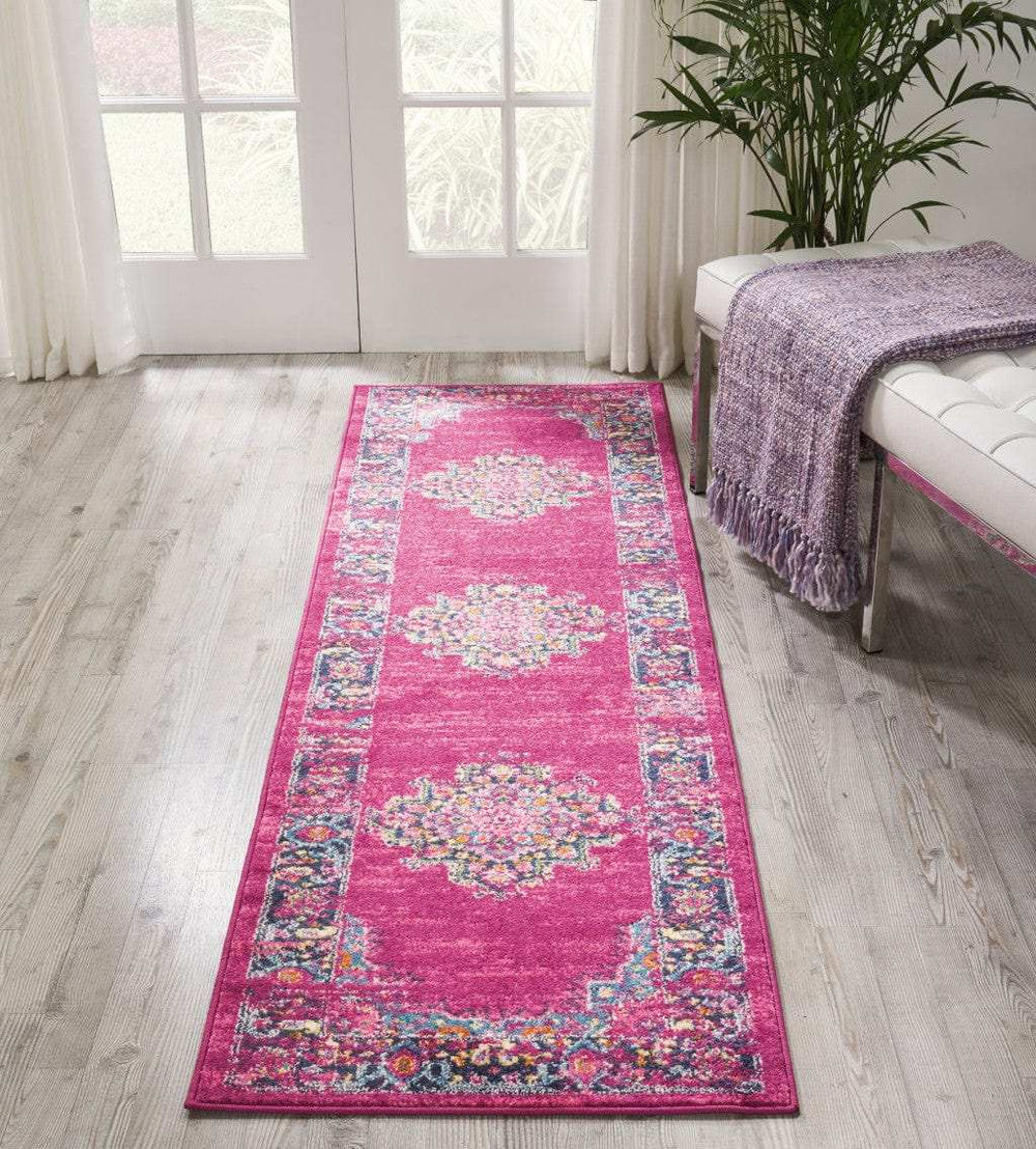 8' Fuchsia Power Loom Runner Rug - Homeroots - Flyclothing LLC