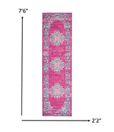 8' Fuchsia Power Loom Runner Rug - Homeroots - Flyclothing LLC