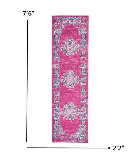 8' Fuchsia Power Loom Runner Rug - Homeroots - Flyclothing LLC