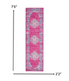 8' Fuchsia Power Loom Runner Rug - Homeroots