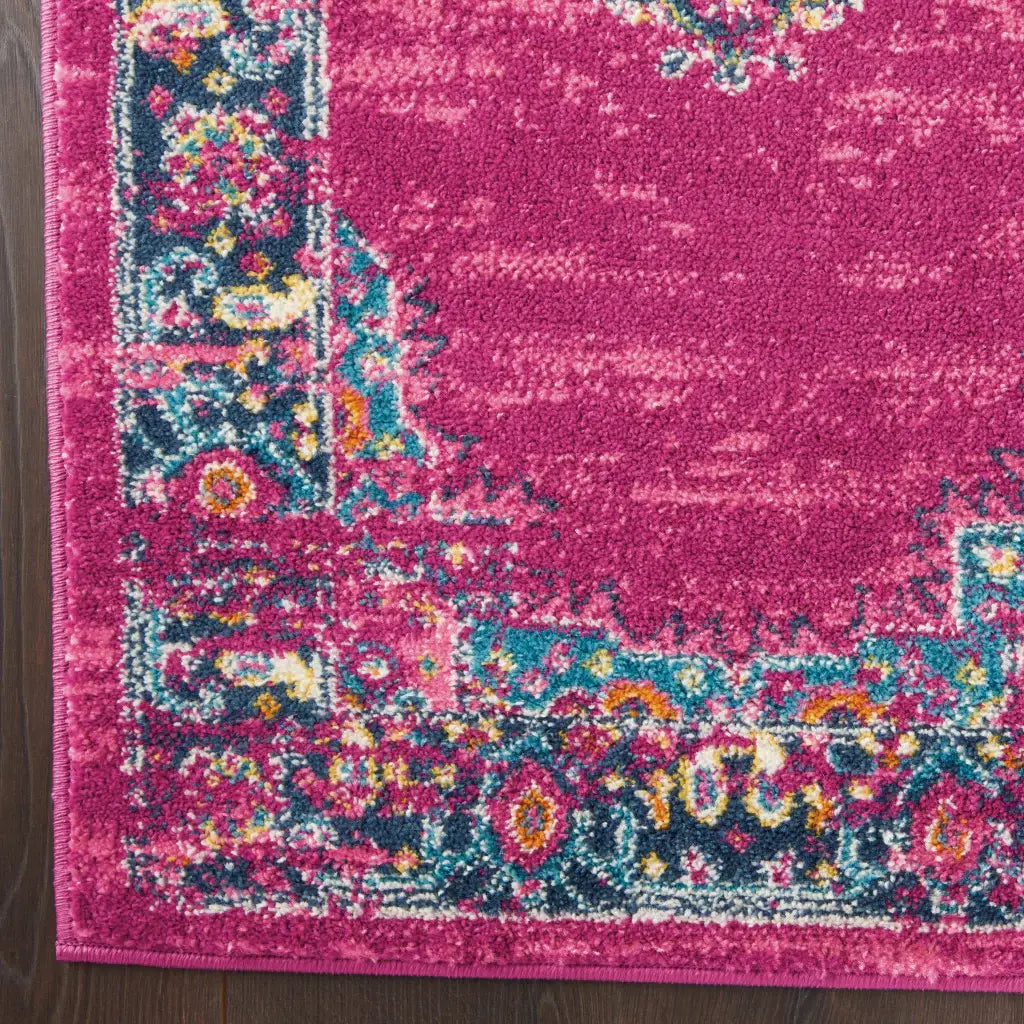 8' Fuchsia Power Loom Runner Rug - Homeroots - Flyclothing LLC